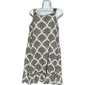 Tommy Bahama‎ Sleeveless Cream /Tan Floral Dress Ruffle Hem Size M Medium